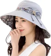 [KXF] Sun Hat for Women Wide Brim Summer Beach Hat with Chin Strap Foldable Bucket Hat for Travel Sun Protection