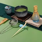 DiDiBirDi Matcha Tea Set 9 Pcs，Japanese Matcha Whisk Set，Bamboo Matcha Whisk (Chasen), Scoop (Chashaku), Stainless Steel Sifter，Whisk Holder,Tea Powder Caddy