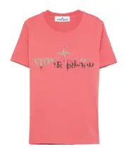 Stone Island Junior Logo Printed Crewneck T-Shirt 8Y,6Y,14Y,12Y,10Y ROSSO