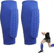 Roczential Shin Guards for Soccer, Lightweight Shin Pads for Kids Youth & Adult - Football Shin Defender Protective Gear, Comfortable Breathable Leg Guards. (2, Blue, Large)
