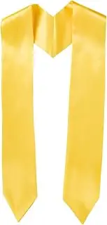 [CABODYALS] 1.8 m Long Yellow Graduation Stole Sublimations Honor Satin Sashes Plain Unisex Smooth Silk Classic End Blank Stoles For Adults Academic Choir Ceremony Graduation Party