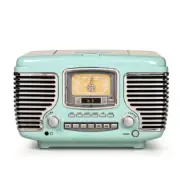 Crosley Aqua Blue Corsair Retro AM/FM Radio CD Player Full Range Stereo Speaker
