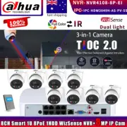 Dahua 8CH 8POE NVR4108-8P-EI WizSense TiOC 4K 8MP Color+IR IP Camera Systems Lot