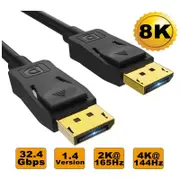 8ware RC-DP38K 3m Ultra 8K DisplayPort DP1.4 7680x4320 8K Cable Male to Male Gold Plated