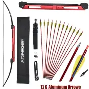 58" Folding Bow Takedown Bows Both Left & Right Hand 35lbs.+12 Aluminum Arrows