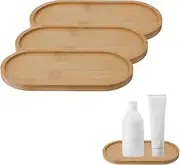 SUPERFINDINGS 4 PCS Bamboo Vanity Tray Bamboo Succulent Tray Toilet Tank Tray Bathroom Counter Tray Bathroom Tray for Organizing and Home Decor 17.5x8.8cm