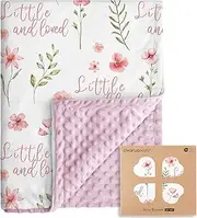 CIVARUA KIDS Baby Blanket Unisex Boys Girls - Soft Nursery Minky Blankets, Newborn Baby Blankets with Double Layer Dotted Backing, Lightweight Bed Throw Blanket, Pink Floral, 30 x 40 Inch