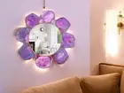 12" Elegant Pink Agate Flower Design Wall Mirror: Gemstone details for Luxe Deco