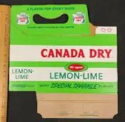 1960S/70S CANADA DRY LEMON-LIME SODA UNUSED 6-PACK CARDBOARD CONTAINER N.O.S. D