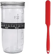 LKLKO Sourdough Starter Jar Glass Jars with Airtight Lids, Silicone Spatula Bread Starter Jar for Sourdough, Fermented Foods, & DIY Crafts Sourdough Jar(730ml)