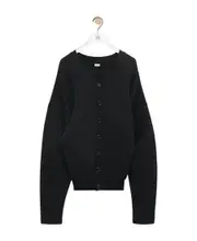 Draped cardigan in wool blend L black