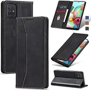 [Jasonyu] Mobile Phone Case for Samsung Galaxy A71 4G Case Leather Flip Foldable Shockproof Magnetic [Premium PU Leather] [Stand Function] [Card Slots] Protective Flip Case for Samsung A71 4G (Black)