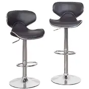 Set 2 Masaccio Cushioned Leatherette Upholstery Airlift Adjust Barstool - Brown