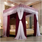 Bedroom Mosquito Net for 1.8m/6ft Bed, Decorative Dustproof Bed Canopy for Queen Size Bed, 4 Pole Support Blackout Bed Curtain (Color : Style 11, Size : 1.8x2x2m)