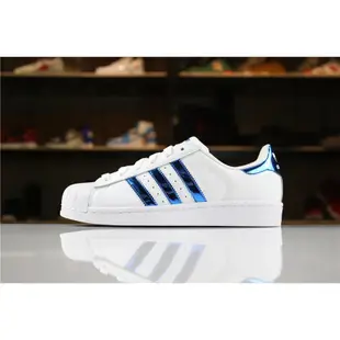 Adidas Originals Superstar 金標 藍線 白色 貝殼頭 藍金 雷射 男女鞋 C77127