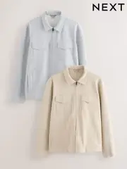 Neutral/Grey Cotton Blend Jersey Shackets 2 Pack (AD2291) | $155