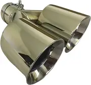 Stainless Steel Skew Double Steel Universal DUAL Automobile Exhaust tip Muffler Car Accessories Modification(76MM IN- 101MM OUT)