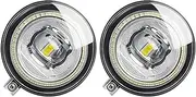 2 X 9005 H10 Car Front LED Fog Light Angel Eye DRL Daytime Running Lamp Assembly ，Compatible With Jeep Commander 2006 2007 2008 2009 2010(White and White)