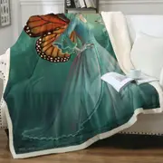 Butterfly Elf Woman Cool Fantasy Monarch Throw Blanket