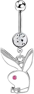 [FrEshn] Nose Ring Women Sexy Rhinestone Dangle Belly Button Chain Navel Piercing Ring Body Jewelry Waist Chain Button Puncture Jewelry Fake Nose Ring (Style : A5387-WH)