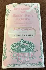 Cabbage Patch Kids Cornsilk Kids Birth Certificate Sealed Agnella Estra