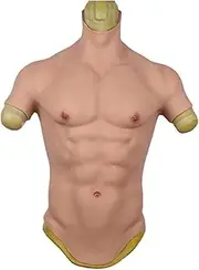 Silicone Fake Chest Muscle Vest, Wearable Muscle Belly - Artificial Simulation Muscles for Men Cosplay Halloween Parties Masquerade Costume,Natural-L