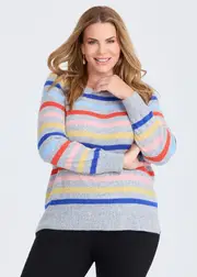 [Virtuelle] Taking Shape Soft Touch Stripe Jumper Size 16 in Multi Stripe, Wool - Plus Size Women's Clothing Multi Stripe