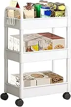 Storage Cart on Wheels - Lockable Beauty Cart, Rolling Organizer Utility | Snack Rolling Shelf, Book Movable Storage Organizer, 3 Tier, Home Organization