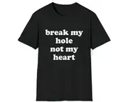 Funny Meme TShirt, Break My Hole Not My Heart Joke Tee, Gift Shirt