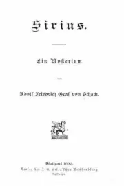 Sirius, ein mysterium by Adolf Friedrich Von Schack (German) Paperback Book