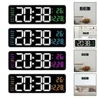 Digital wall clock, temperature, date, week display, memory function,