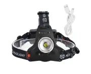 P50 LED Headlight Headlamp Waterproof Fashlight 3500LM 3 Lighting Modes USB Chargingblack