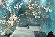 Blue Magnolia Removable Kids Wall Mural B35