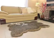 58x36" Black Tip Gray Coyote Plush Fur Rug Bearskin Home Accents Rug Decor
