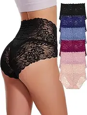 [Evolyline] Lace Underwear Women's High Waist Underwear Lace Briefs Sexy Hipster Underwear Briefs Women's Briefs with Lace Panties Multipack for Women