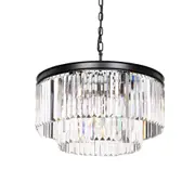 Serene 9 Light Pendant 600mm Antique Black & Crystals - SERENE PE09-BK