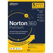 NortonLifeLock Norton 360 Premium 1 User 5 Devices 12 month 100GB PC Cloud Backup Includes Secure VPN Generic ENR RSP DVDSLV GUM [21432844]