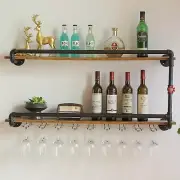41 Inch Wine Rack Wall Mounted 2 Tier, Hanging Floating Bar Liquor Shelves wi...