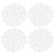 4Pcs Handmade Crochet Placemats, 16inch Round Retro Table Mat Sunflower, White