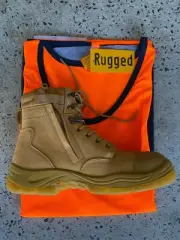 Work boots COUGAR wheat zip sider lace up cougar shoe + FREE 2 singlets XXL
