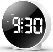 Digital Alarm Clock, Kids Teens Digital Clock Bedside, Large LED Display, Battery USB Alarm Clock with Snooze 2 Alarms 12/24H 4 Adjustable Brightness for Home, Bedroom, Office(White)