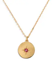 kate spade new york Red Pave Star Strength Etched Medallion Pendant Necklace in Gold Tone, 16-19