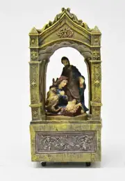 Nativity Mary Joseph and Baby Jesus in The Manger Musical Figurine