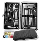 KIT Nail Manicure Pedicure Set Stainless Steel Tools With BLACK Leather Case 19