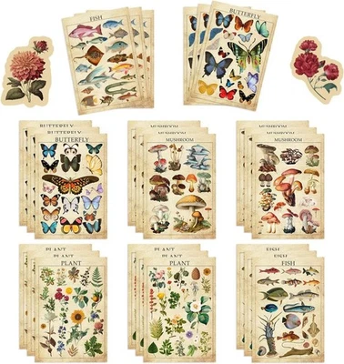 24 Sheets Retro Nature Collage of Stickers Kids Sticker DIY Craft,Collage of