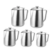 Stainless Steel Milk Frothing Pitcher with Lid for Coffee and More