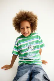 [Cotton On Kids] Cotton On Kids - Bluey Drop Shoulder Short Sleeve Tee - Lcn blu lets play/kelly green stripe 2 LCN BLU LETS PLAY/KELLY GREEN STRIPE