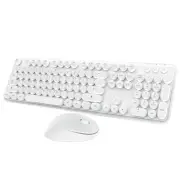 Wireless Keyboard Mouse Combo, 104 Keys Cute White Keyboard with Number Pad &...
