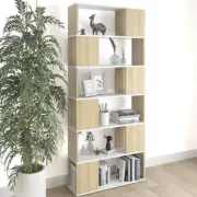 Book Cabinet Room Divider White and Sonoma Oak 80x24x186 cm Engineered