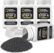 Blue Marble National Geographic Rock Tumbler Grit and Polish Refill Kit - Tumbling Grit Media, Polish Up to 9 kg of Rocks, Works with Any Rock Polisher, Rock Tumbler Supplies